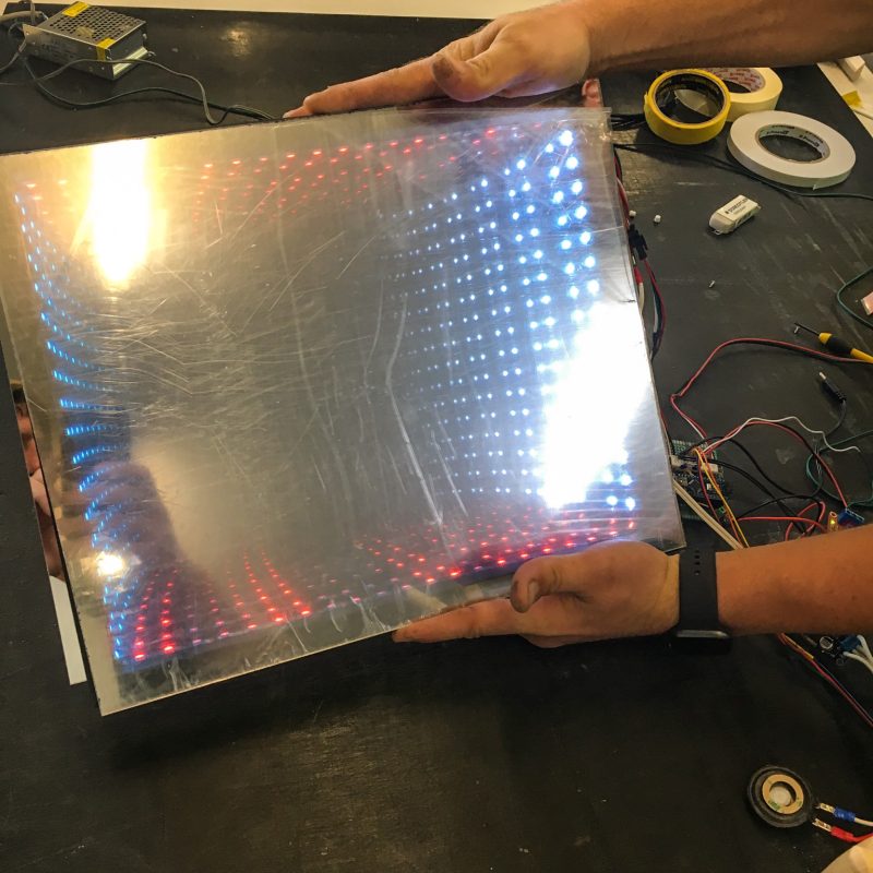 A infinite LED illuminated Screen for a handcrafted tech enabled frame by Dawsons Handcrafted, Gold Coast