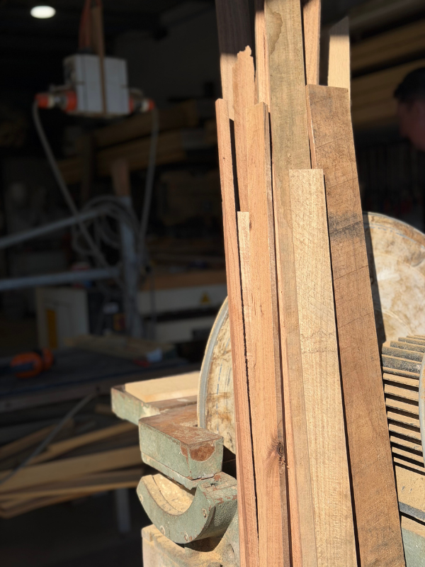 lengths of raw native timbers in the dawsons handcrafted workshed